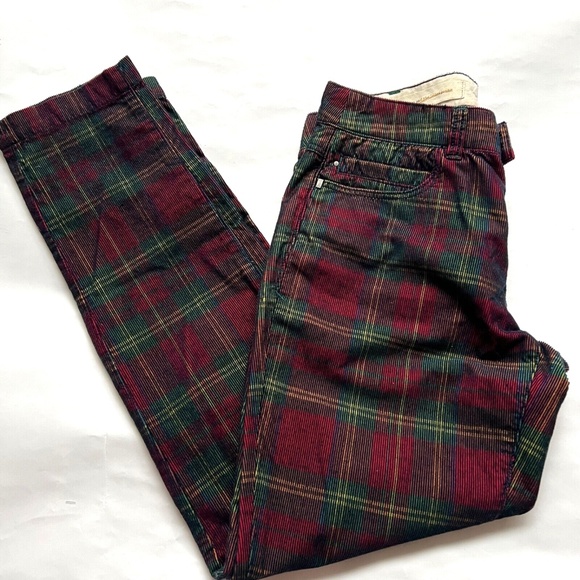 Pants Anthropologie Pilcro the Letterpress Hyphen Green Plaid 30" Waist No 26 - Picture 4 of 7